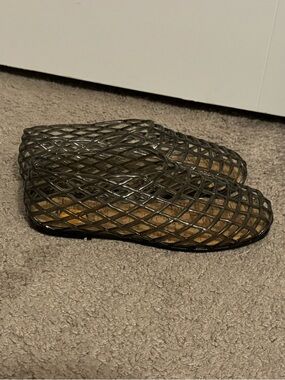 Cool Mia size 7 black jelly cage look closed toe slip on shoes new